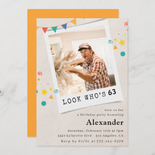 Funny Photo 63rd birthday invitations Men