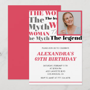 Funny Photo 69th birthday invitation Contemporary