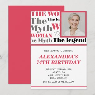 Funny Photo 74th birthday invitation Contemporary
