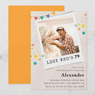 Funny Photo 79th birthday invitations Men