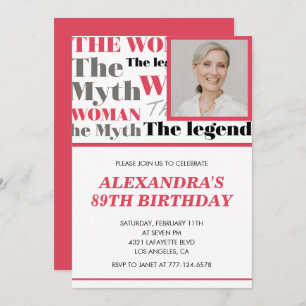 Funny Photo 89th birthday invitation Contemporary