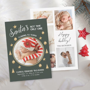Funny Photo Collage Birth Stats Holiday Thank You Card