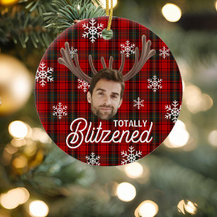 Funny Photo Face Blitzened Christmas Custom Gift Ceramic Ornament