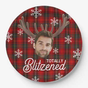Funny Photo Face Blitzened Christmas Custom Gift Paper Plate
