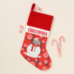 Funny Photo Face Red Plaid Snowman Cartoon Christmas Stocking<br><div class="desc">Modern and Funny Christmas stocking for everyone with a Snowman and Christmas Red Plaid Pattern and red glitter snowballs with rustic vibes. Add 
a name or a short text to personalise the stocking. Calart Creations.
#photochristmasstocking</div>