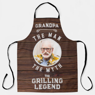 Funny Photo Grandpa Man Myth Grilling Legend Apron