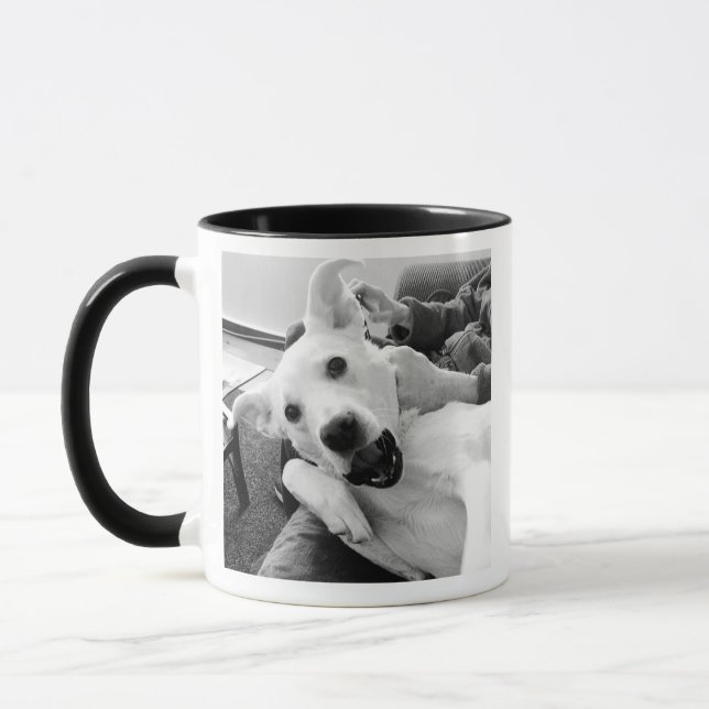 Funny Photo of Dog Best Dad and Friend B & W Mug (Left)