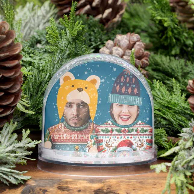 Funny Photo Personalised Christmas Jumper Snowglobe (Winter)