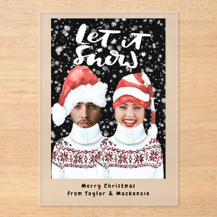 Funny Photo Personalised Christmas Let It Snow Acrylic Invitations