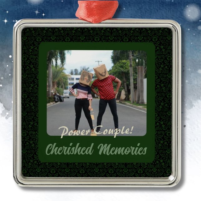 Funny Photo Personalised Gifts for Husband Green Metal Ornament (Funny Photo Personalized Gifts for Husband)