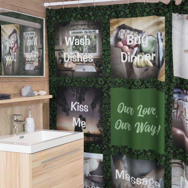 Funny Photo Personalised Gifts for Husband Green Shower Curtain (Funny Photo Personalized Gifts for Husband)