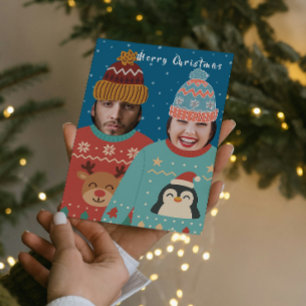 Funny Photo Personalized Christmas Jumper Holiday Card