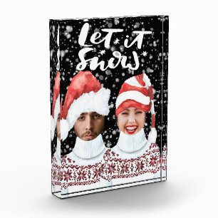 Funny Photo Personalized Christmas Let It Snow Block