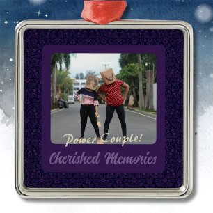 Funny Photo Personalized Gifts for Husband Violet Metal Ornament
