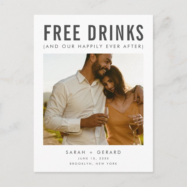 Funny Photo QR Code Budget Wedding Save the Date Announcement Postcard (Front)