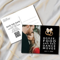 Funny Photo QR Code Budget Wedding Save the Date