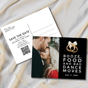 Funny Photo QR Code Budget Wedding Save the Date Announcement Postcard