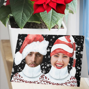 Funny Photo Santa and Elf Personalised Christmas Card