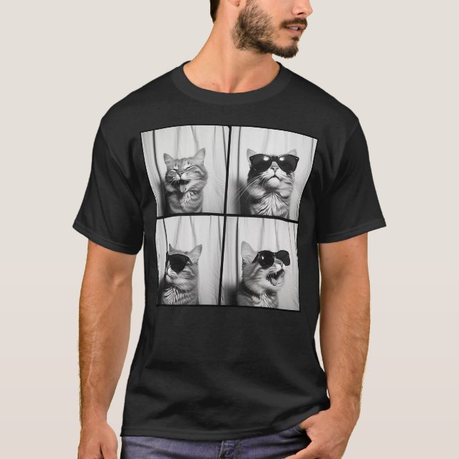 Funny Photobooth Cat Selfie Photostrip Cute Laugh  T-Shirt (Front)
