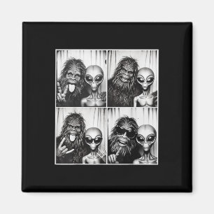 Funny Photobooth Photo Sasquatch Ufo Bigfoot And A Magnet
