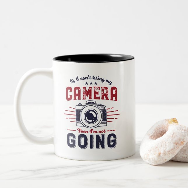 Funny Photography Quote Photographer and Camera Two-Tone Coffee Mug (With Donut)