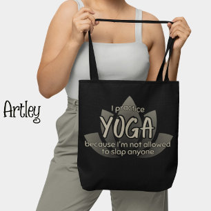 Funny Phrase Black Lotus Flower Yoga  Tote Bag