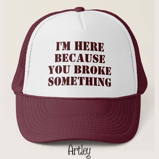 Funny Phrase Handyman Dad Joke Maroon Trucker Hat (Creator Uploaded)