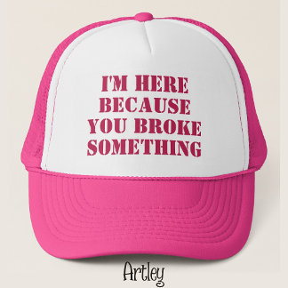 Funny Phrase Handyman Dad Joke Pink Trucker Hat
