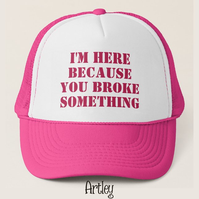 Funny Phrase Handyman Dad Joke Pink Trucker Hat (Creator Uploaded)