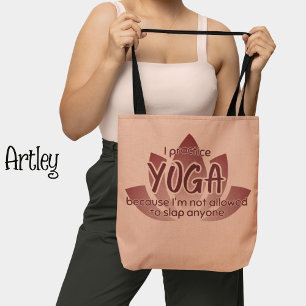 Funny Phrase Pink Lotus Flower Yoga  Tote Bag