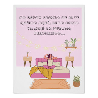 Funny phrases poster bed cozy vibe