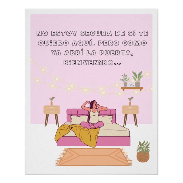 Funny phrases poster bed cozy vibe (Front)