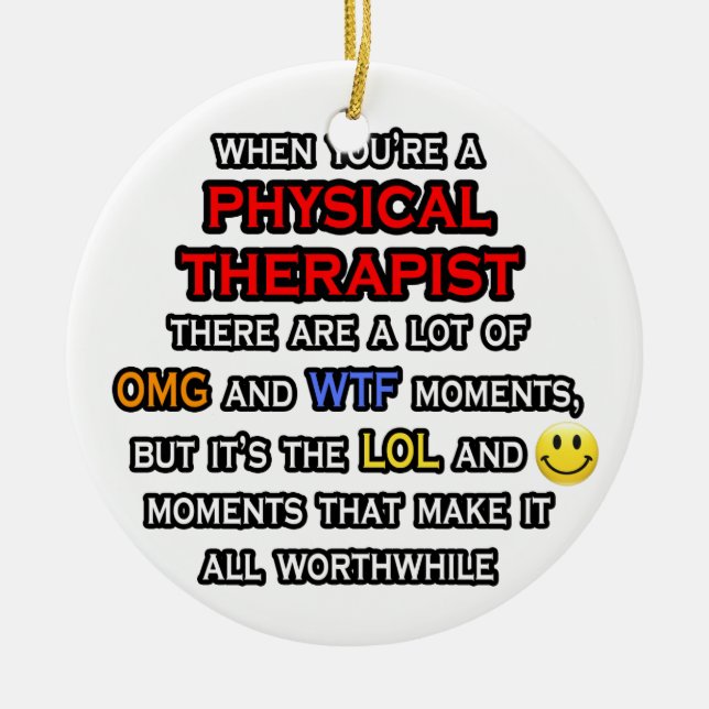 Funny Physical Therapist ... OMG WTF LOL Ceramic Ornament (Front)