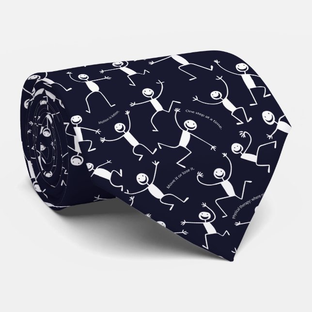 Funny Physical Therapy Dark Blue PT Tie (Rolled)
