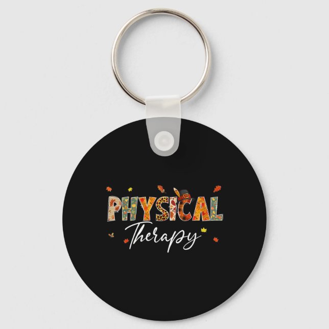 Funny Physical Therapy Pumpkin Autumn Tree Fall Key Ring (Front)