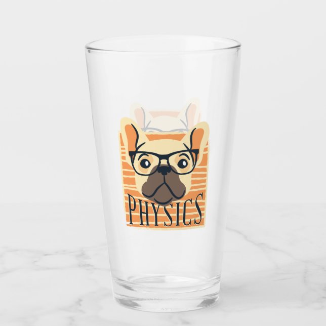 Funny PHYSICS French Bulldog Science Teacher Gift Glass (Front)