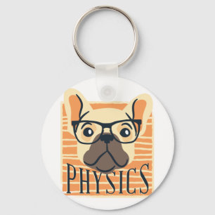 Funny PHYSICS French Bulldog Science Teacher Gift Key Ring
