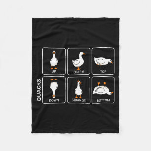 Funny physics pun duck quacks meme cute goose fleece blanket