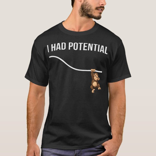 Funny Physics Punch Monkey I Had Potential Energy T-Shirt (Front)