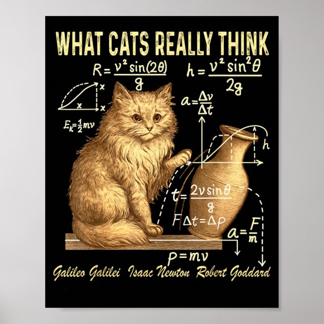 Funny Physics Science Humor What Cats Really Think Poster (Front)