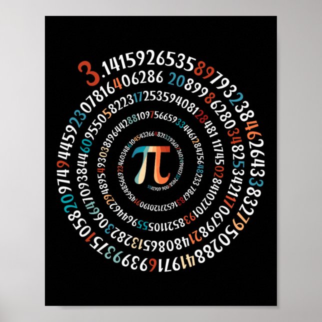 Funny Pi Day 3.14 Pi Symbol Spiral Number Math Lov Poster (Front)