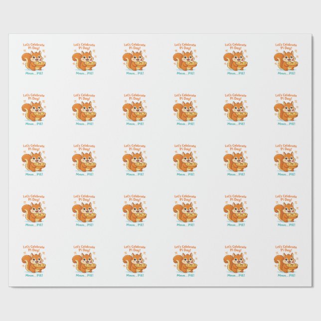 Funny Pi Day Animal with Pie – Math Lover Gift Wrapping Paper (Flat)