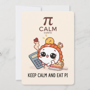 Funny Pi Day Cute Pie Cartoon Design Holiday Card