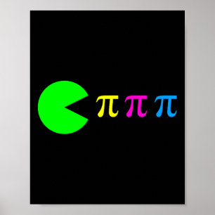 Funny Pi Day Math Science Ate Pi Symbol Colour  Poster