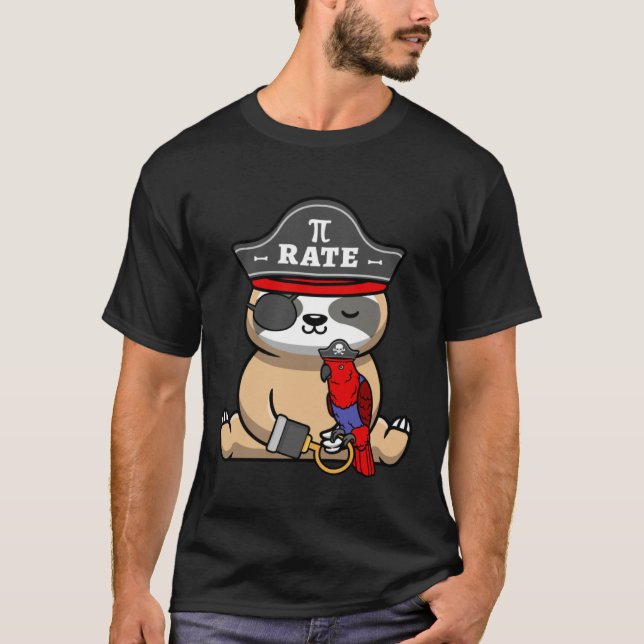 Funny Pi Day Math Science PI Rate Sloth Pirate Mat T-Shirt (Front)