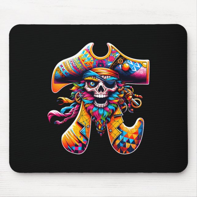 Funny Pi Day Pirate Pi Symbol Math Colourful Mathe Mouse Pad (Front)