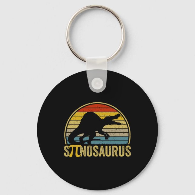 Funny Pi Day Pun - Spinosaurus Dinosaur Math Teach Key Ring (Front)
