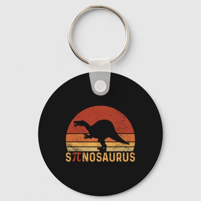 Funny Pi Day Pun Spinosaurus Dinosaur Math Teacher Key Ring (Front)