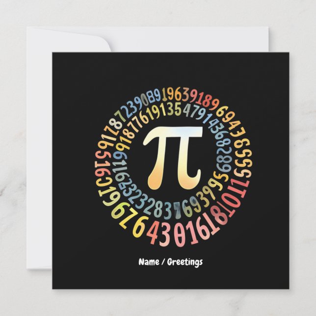 Funny Pi Day Spiral Numbers Cool Mathematical  Invitation (Front)
