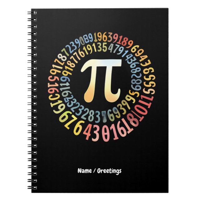 Funny Pi Day Spiral Numbers Cool Mathematical  Notebook (Front)